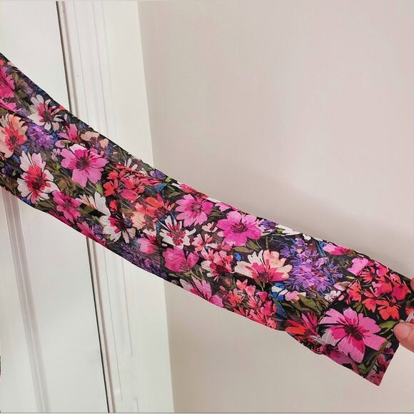 Kut From the Kloth Jasmine Floral Semi-sheer Chiffon Button-down Blouse S NWT - Picture 6 of 10